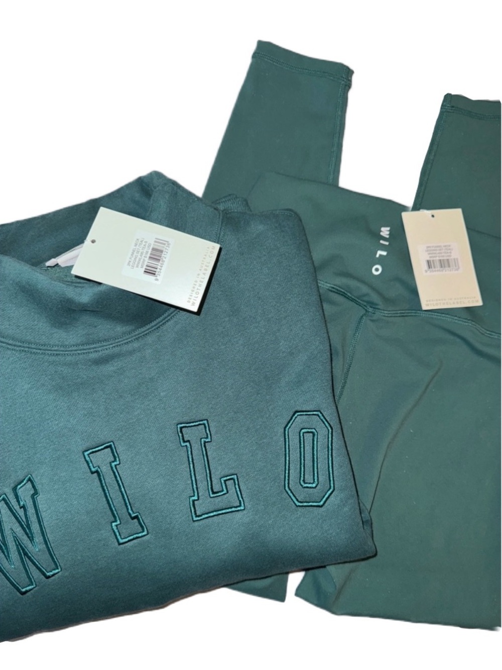 Wilo the Label Forest Green Mock Neck Sweatshirt and High Rise Leggings Set